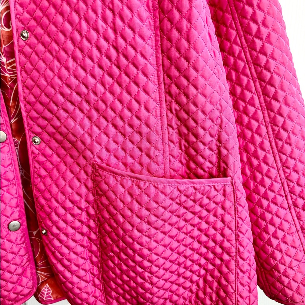 CASUAL IDENTITY PINK QUILTED SNAP FRONT LINED MID LENGTH CLASIC JACkET. SZ XL - Picture 7 of 12